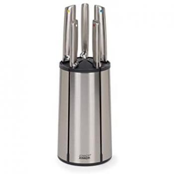 Joseph Joseph Elevate Steel Knife Block Set with Japanese Stainless Steel Blades and Ergonomic Handles, 5-Piece Carousel