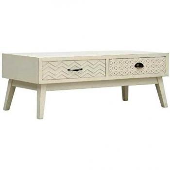 vidaXL Mesa Baja con 2 cajones Gris Tallada 110 x 50 x 40 cm Madera