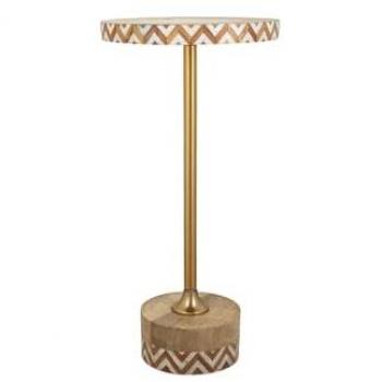 Mesa auxiliar Romimex Marrón Dorado Madera Metal 25 x 50 x 25 cm
