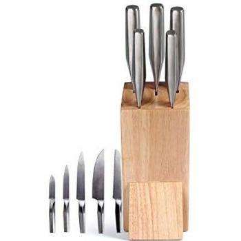 Juego de 5 cuchillos de cocina Livoo MEC134 en bloque de madera, acero inoxidable