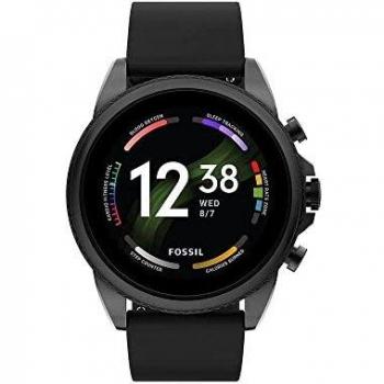 Fossil Gen 6 Smartwatch de 44mm con Caja de Acero Inoxidable y Correa de Silicona Negra FTW4059