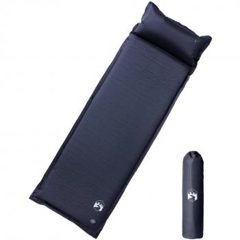 Colchón de Camping Autoinflable con Almohada Integrada 1 Persona Aire Color Azul Marino, Naranja, Turquesa y Gris