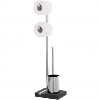 blomus 68663 Menoto - Dispensador Doble de Papel higiénico con escobilla, Pulido