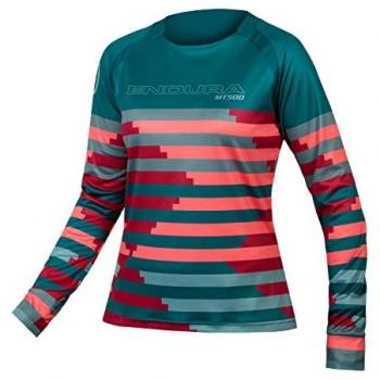 Endura MT500 Supercraft Camiseta de Ciclismo Manga Larga para Mujer - Verde - Talla XS