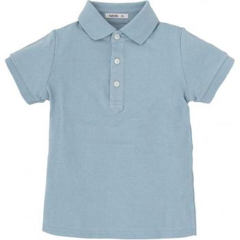 Polo de niño liso de manga corta en color azul