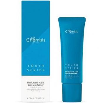 skinChemists 1% Hyaluronic Acid Day Moisturiser 50ml - Lightweight hydration for glowing skin, defends against daily aggressors, boosts radiance with naturally-derived actives