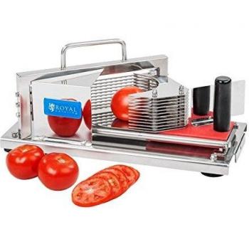Cortador de Tomate Profesional de Acero Inoxidable - Rodajas de 5,5 mm con 10 Cuchillas y Protección para la Mano