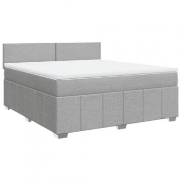 Cama box spring con colchón tela gris claro 180x200 cm