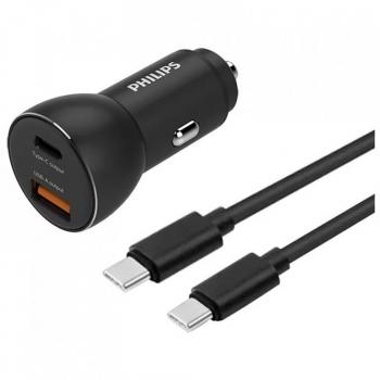 Cargador de Coche Philips DLP2521C/00 2xUSB + Cable USB Tipo-C 36W