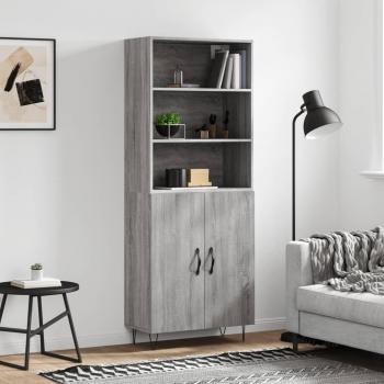 Aparador alto de madera contrachapada gris sonoma 69,5x34x180 cm