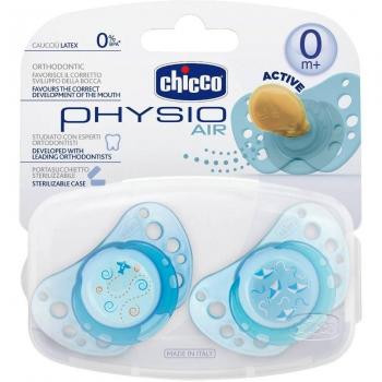 Chicco Physio Air - Chupete de Caucho Azul para Bebés desde el Nacimiento, Pack de 2 Unidades