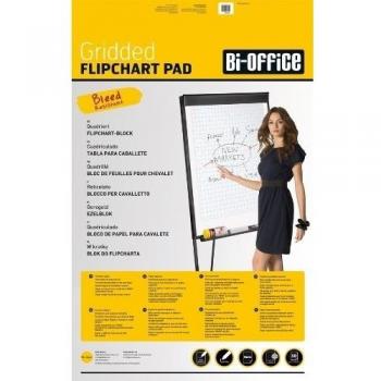 Bi-Office Bloc de papel para Pizarra Rotafolios, Euro, Cuadriculado, 20 Hojas por Bloc, con perforación, 70 g/m², Paquete de 5 Bloques