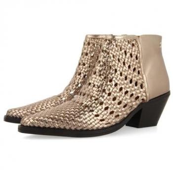 Gioseppo Botines de mujer de piel con trenzado artesanal y tacón modelo Crawford 73968 en color plomo tamaño 36