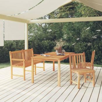 Conjunto de muebles de jardín 6 piezas cojines rojosJuego de comedor para jardín 4 piezas madera maciza de teca