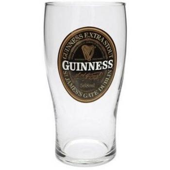 Guinness Label Traditionally Brewed Pint Glass - Black label