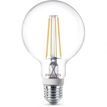 Philips Bombilla Globo E27 929001229001-Bombilla LED filamento, Casquillo, Consume Equivalente, Regulable, luz Blanca cálida, imita el Efecto incandescente, 7, 60 W
