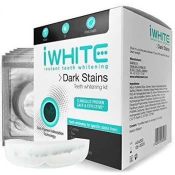 iWhite Dark Stains Teeth Whitening Kit - Eliminates Dark Stains - Freshens Breath - Dark Pigment Absorption - Enamel Protection - Clinically Proven Ingredients - Active Whitening