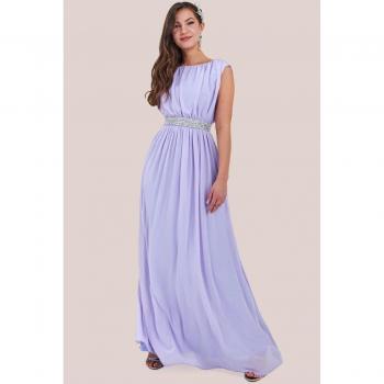 Embellished Lilac Chiffon Maxi Dress