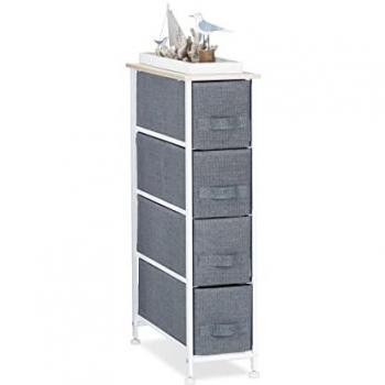 Cajonera Multiusos con 4 Cajones de Metal y Tela, Gris, 76 x 20 x 48 cm