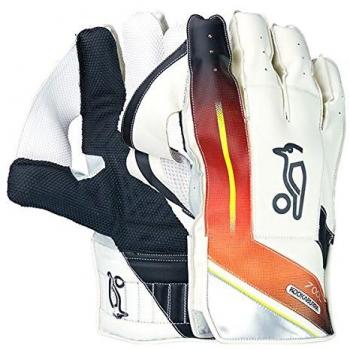 Kookaburra 700L Wicket manteniendo guantes, color blanco y naranja, tamaño XL