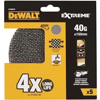 DeWalt DTM8675-QZ DTM8675-QZ-Disco de lija de malla 150mm, grano 40, para usar con todo tipo de lijadora rotorbital, 0 W, 0 V, Negro Y Amarillo, Set de 6 Piezas
