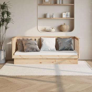 Sofá cama de madera maciza de pino 75x190 cm Marrón