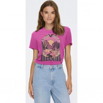 Camiseta Only Lucky rosa gepardo de manga corta para mujer