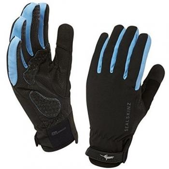 SealSkinz - Guantes para mujer, talla L, color negro / azul cielo