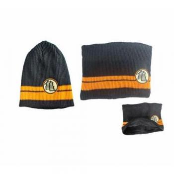 Gorro y Cuello Dragon Ball con Logo Kame en Lana Negro