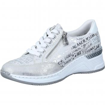 Zapatillas Rieker N4316-90, plata, con letras impresas, deportivas, cómodas, para mujer, número 41