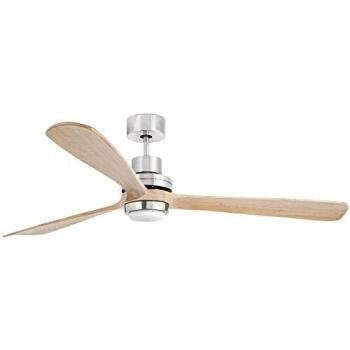 Faro Barcelona 33505 - LANTAU-G Ventilador de techo con luz LED, color níquel mate/pino 3 palas
