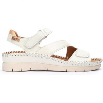 Sandalias Pikolinos Altea W7N-0931 de Cuero Auténtico para Mujer en color Nata Blanco con cuña