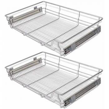 vidaXL 2x Bandejas Almacenaje Alambre Acero Extraíbles Plateado 800 mm Ancho