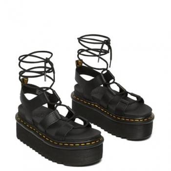 Dr. Martens Black Leather Gladiator Sandals, Women's, Size 6 1/2 UK, Flat Sandals