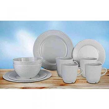 Vajilla de Melamina Gimex Royal Line - Set Antideslizante de 16 Piezas para Camping en Color Marfil