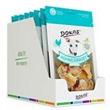 DOKAS Snack Premium sin Cereales con pezuña de Pollo para Perros, Manzana, 8 x 70 g