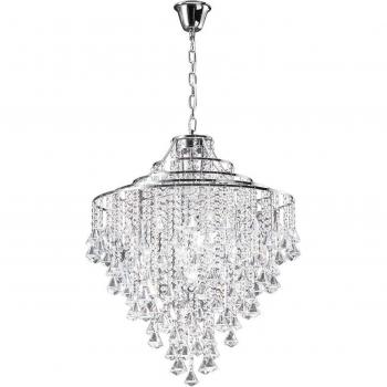 Lámpara colgante Inina de 7 bombillas en cromo pulido y cristal