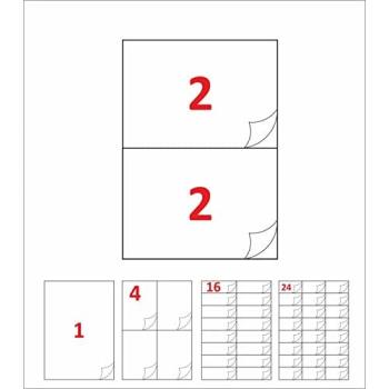 Etiquetas Adhesivas Mateofi A4 Multifunción 200 Unidades - 100 Hojas, 2 Etiquetas de 21 x 14.8 cm, Compatibles con Impresoras y Fotocopiadoras