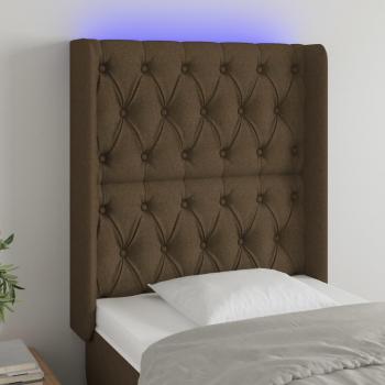 Cabecero LED Marrón Oscuro 83x16x128 cm Tela