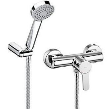Roca L20 - Monomando exterior para ducha con ducha de mano, flexible de 1,50 m. y soporte de ducha articulad . Griferías hidrosanitarias Monomando. Ref A5A2009C02