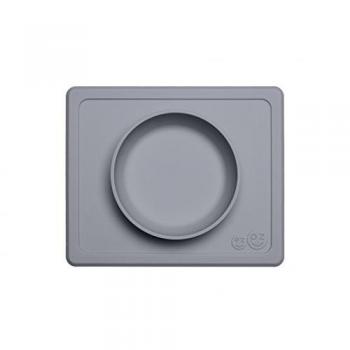 EZPZ Mini Bowl 12 meses +. Bol 100% de silicona con mantel individual incorporado para bebés y niños pequeños. Gris oscuro
