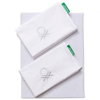 Set 3PC Cama (Funda Nórdica 200x200cm + Fundas de Almohada 80x80cm (x2)) 100% Algodón 200TC Blanco y Gris B&W Be