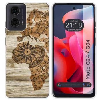 Funda de Silicona para Motorola Moto G04 / G24 con Diseño de Madera 07