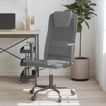 vidaXL Office Chair Grey Mesh Fabric and Faux Leather - Ergonomic design, adjustable height, swivel function, breathable mesh fabric backrest, faux leather seat cushion, sturdy base with wheels for mobility