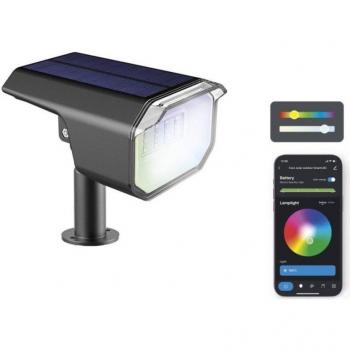 KSIX SmartLED Foco Solar Exterior WiFi RGB Negro