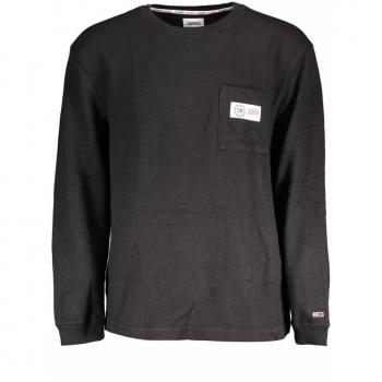 Stylish Black Long Sleeve Men's Sweater with Embroidery - Size S