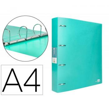 Carpeta Liderpapel 4 anillas mixtas 40 mm polipropileno din a4 verde manzana opaco