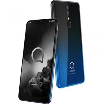 Alcatel 3 (2019) Smartphone Dual SIM, Negro/Azul, 5.94 HD+, 4GB RAM, 64GB Memoria, Cámara Frontal Doble 13MP + 5MP y Selfie de 8MP, Batería de 3500mAh con Android [Versión ES/PT]