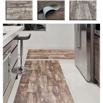 Alfombra de Vinilo Antideslizante Efecto Madera para Cocina y Hogar - Tadi & Imperio 1979 - 200x460 cm