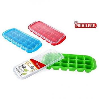 Privilege 52346 Set 3 Cubitera 18 Cubitos con Tapa, Surtidos, Plastico